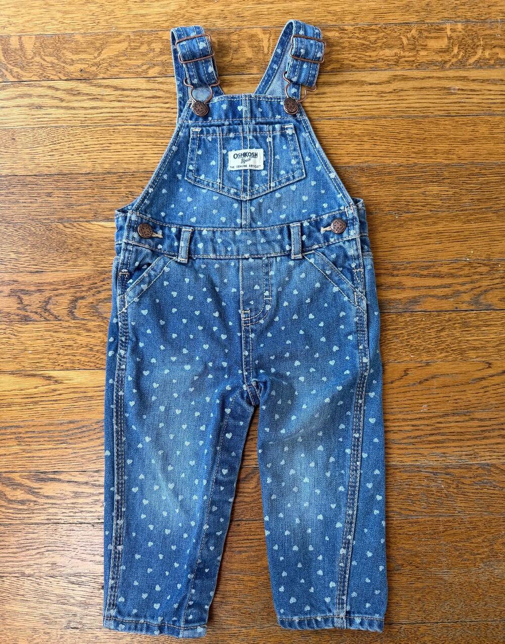 Oshkosh Girls' Heart Denim Overalls Size 12 Months